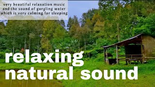 very beautiful relaxation music and the sound of gurgling water which is very calming for sleeping