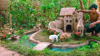 Building Undermud Dog Home For Abandoned Rescued Puppies Fish Eels Pool With Robot Waterwheel