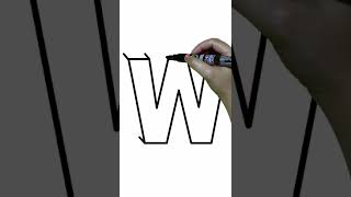 3D LETTER W #3dart #howto #draw #3dletterdrawing #letterw