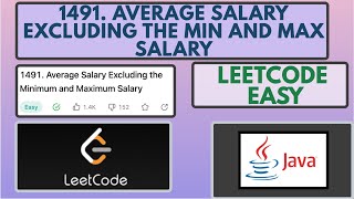 Leetcode | 1491. Average Salary Excluding the Minimum and Maximum Salary | Easy | Java Solution