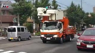 【落雷による停電発生！】関西電力 高所作業車の迫力のある緊急走行！