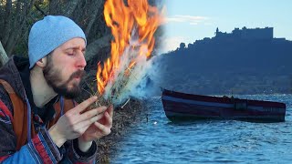 SOLO WINTER CAMPING BUSHCRAFT – OVERNIGHT,RELAXING,COOKING IN ITALY