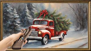 3hr Framed Christmas TV Art Screensaver. 4K Frame TV Hack. Truck with Xmas Tree. DIY Decor.