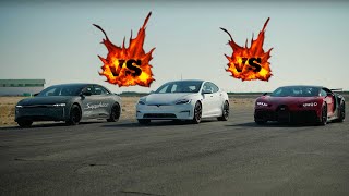[Lucid Air Sapphire vs Bugatti Chiron vs Tesla Plaid ] - The World's Fastest Cars Compete