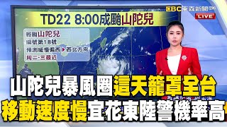 山陀兒暴風圈「這天」籠罩全台！「移動速度慢」宜花東陸警機率高 @57ETFN