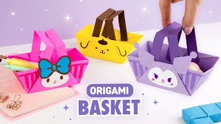 Origami Paper Basket Kuromi, My Melody, Cinnamoroll | DIY Paper organizer