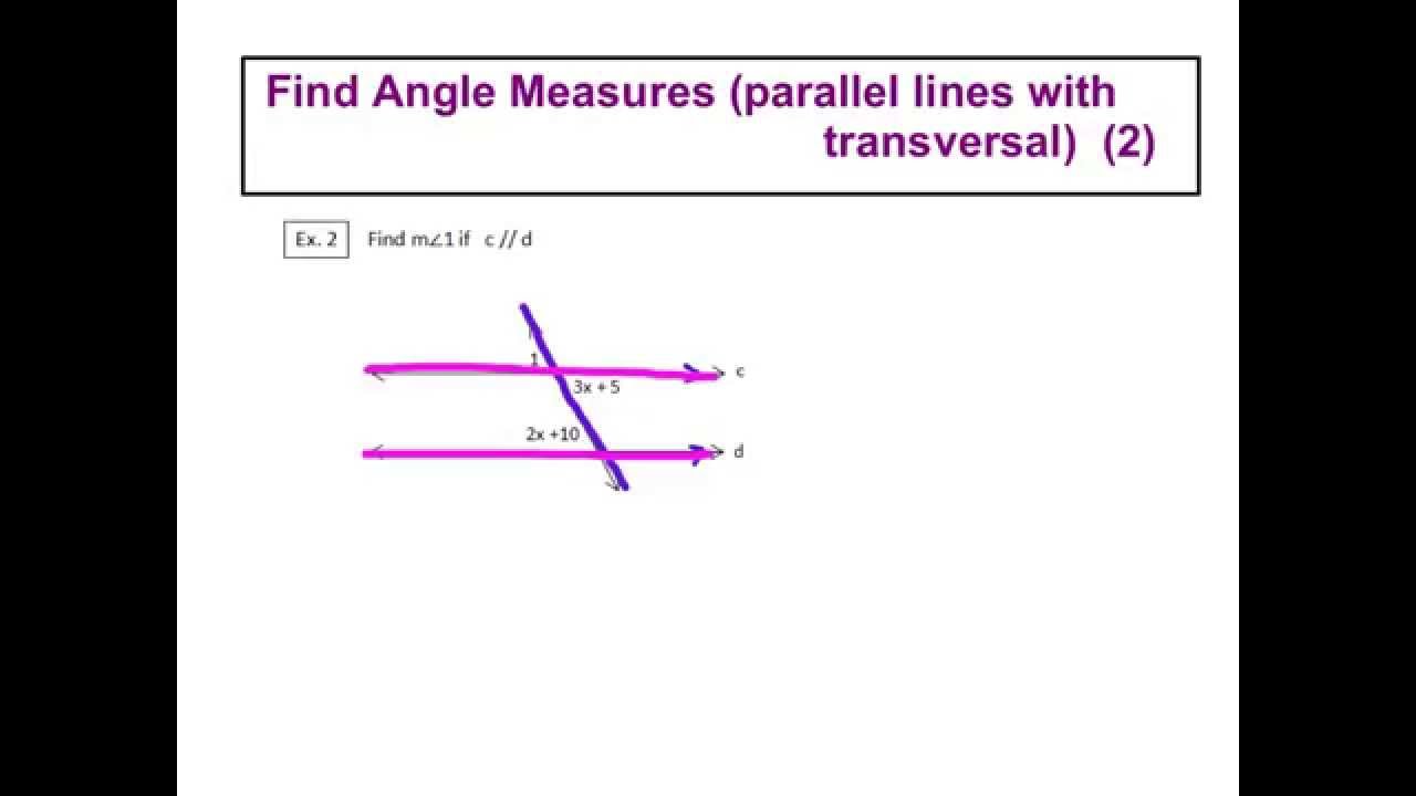 Find Angle Measure (parallel Lines With Transversal) (2) - YouTube