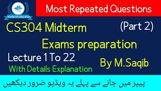 Cs304 Midterm preparation 2022|cs304 midterm preparation| cs304 midterm exams 2022|By M.saqib|part 2