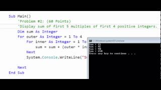 Visual Basic - Nested Loop - Assignment Problem 2