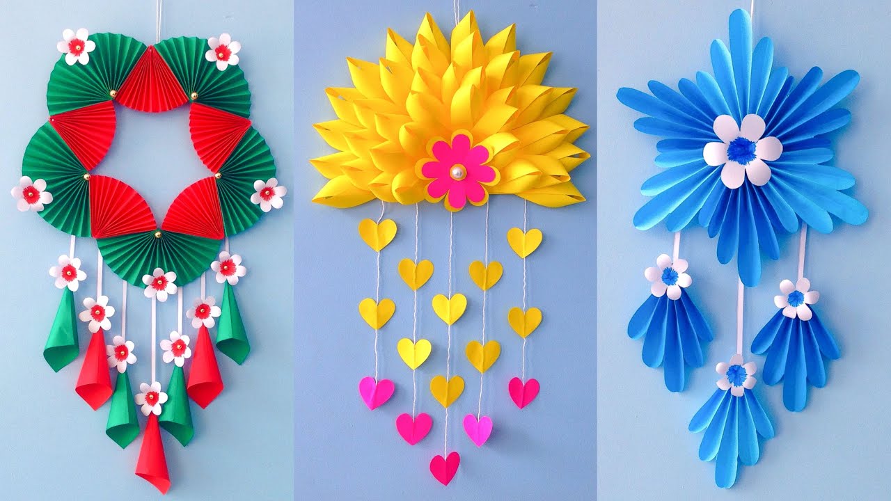 3 Unique Flower Wall Hanging Quick Paper Craft For Home Decoration