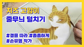 치즈 고양이 줄무늬 털치기 | 관련 강의 : 영모화의 새로운 변신 '널 만난 후 봄'