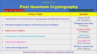 Webinar on Post Quantum Cryptography