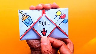DIY - SURPRISE MESSAGE CARD FOR  BIRTHDAY | Pull Tab Origami Envelope Card/ birthday greeting card