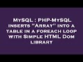 MySQL : PHP-MySQL inserts 