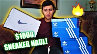 $1000 ADIDAS AND NIKE SNEAKER UNBOXING HAUL! MY MOST EXPENSIVE NIKE SNEAKER!