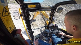 JCB HYDRADIG 110W excavator test drive - cab view | EXPO Lesní lom 2018