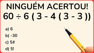 60 ÷ 6 ( 3 - 4 ( 3 - 3 )) =❓ Matemática Básica🔥