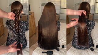 Gentle Unbraiding and Brushing Long Hair | ASMR Hair Sounds