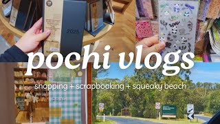 pochi vlog #1 // stationery shopping + haul + scrapbooking + squeaky beach