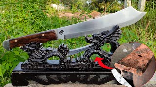 THIS BLACKSMITH'S SKILL IS AT ANOTHER LEVEL/FORGING THE MOST POWERFUL KNIFE FROM OLD SPRING STEEL