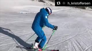 Back on snow Henrik Kristoffersen summer  ski training alpine skiing Saas-Fee glacier slalom drills