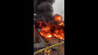 Large #fire hit a fuel distributor in the city of Chapecó, Brazil