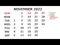 calendar november 2022