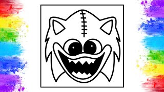 Huggy Wuggy Sonic Face Coloring Pages | Poppy Playtime Coloring | Elektronomia - Limitless