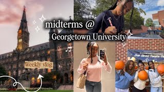 MIDTERM week Vlog @ Georgetown | 📝 productive days, late study nights + fall fest 🍁🎃