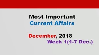December 2018 Week 1(1-7 Dec.) Current Affairs[English]