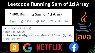 Running Sum of 1d Array Solution Leetcode 1480 Java Solution | LEETCODE 1480 | PROBLEM SOLVING |JAVA