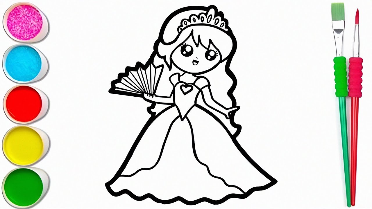 Beautiful Princess Drawing Painting Colouring For Kids Toddlers How