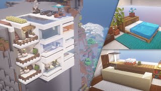 Minecraft: How To Build a Modern Cliff House Tutorial (Mountain House) (#13) | 마인크래프트 건축, 절벽 집, 인테리어