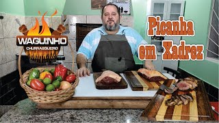 Picanha em X(Xadrez) com Vinagrete | Waguinho Churrasqueiro