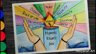 World Human Rights Day poster drawing l  How to draw Human rights day creative poster drawing idea