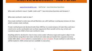 Java Interview Question and Answer Why main method in java public static void