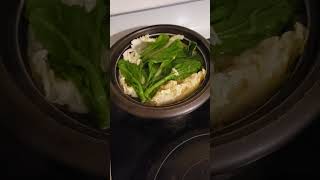 Cooked yu choy and mini napa cabbage in boiling water.