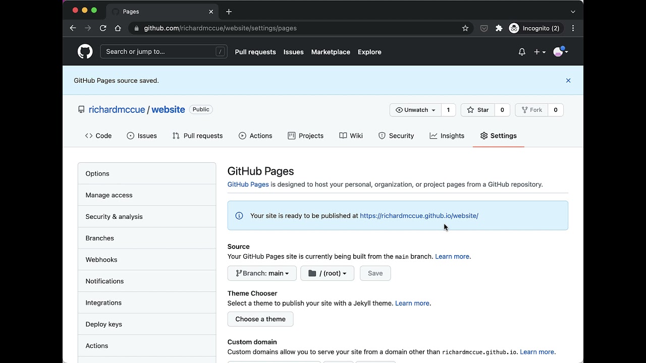 Github - Enable GitHub Pages (2022) - YouTube