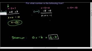 Introduction to Algebra Solving Equations Using the Addition Principle A Shortcut
