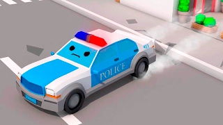 La Voiture de police Bleu et - Dessin animé français - Drôles Voitures