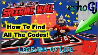 Roblox Be Crushed By A Speeding Wall All Codes Of April 2018 - get crushed by a spedding wall roblox codes