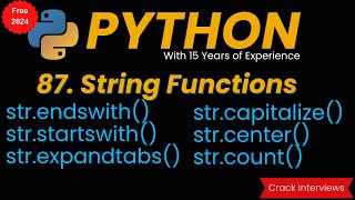 expandtabs Function | endswith | startswith | count | center | capitalize | Python String Functions