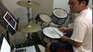 【爵士鼓手魷魚kEN®】2016-08 教學😀 ( 鼓手 - ；爵士鼓練習1-1 ) Drum Cover Practice SparxStix 發光鼓棒