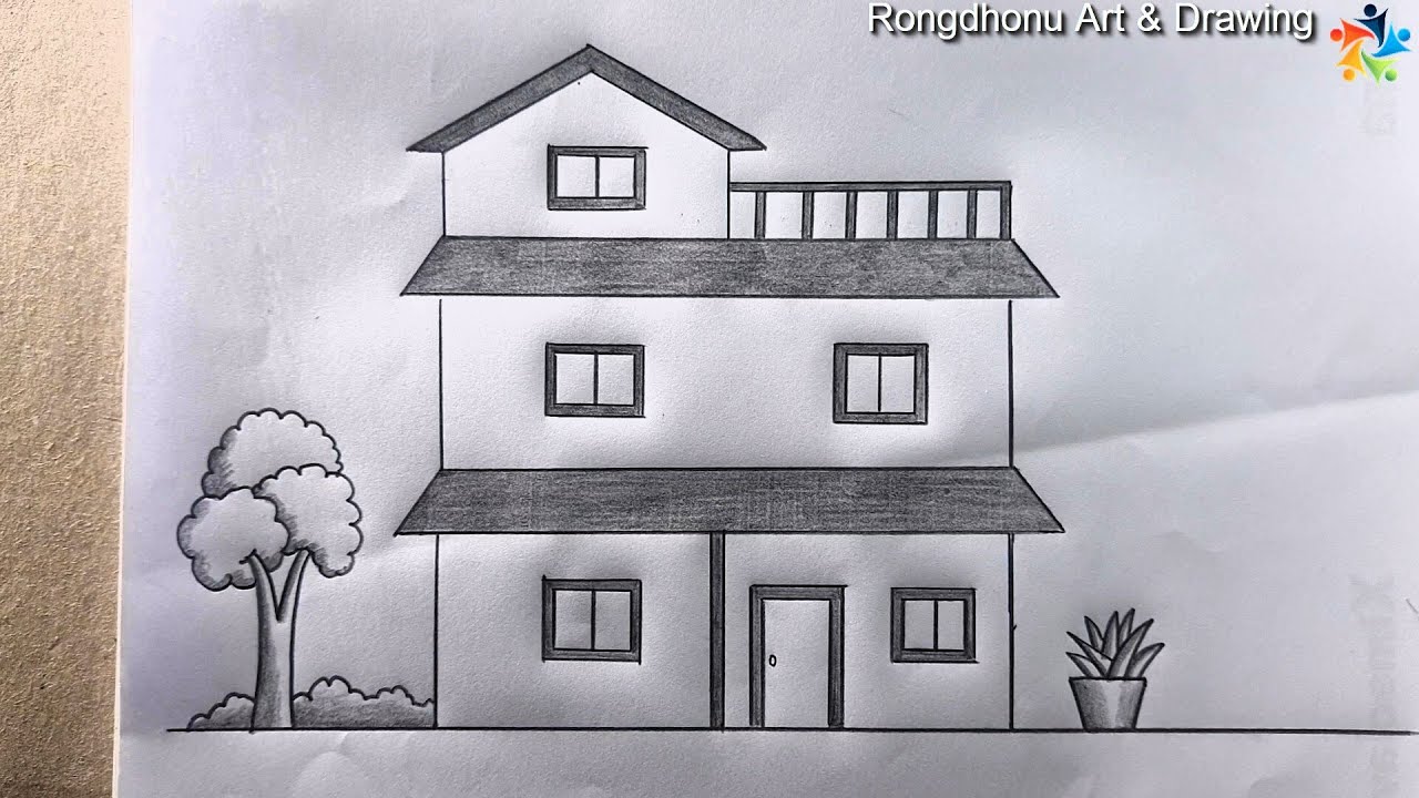 Beautiful Building House Pencil Drawing Very Easy Cute Youtube