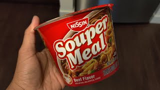 Nissin SOUPER MEAL Beef Flavor Instant Ramen Noodles Review!