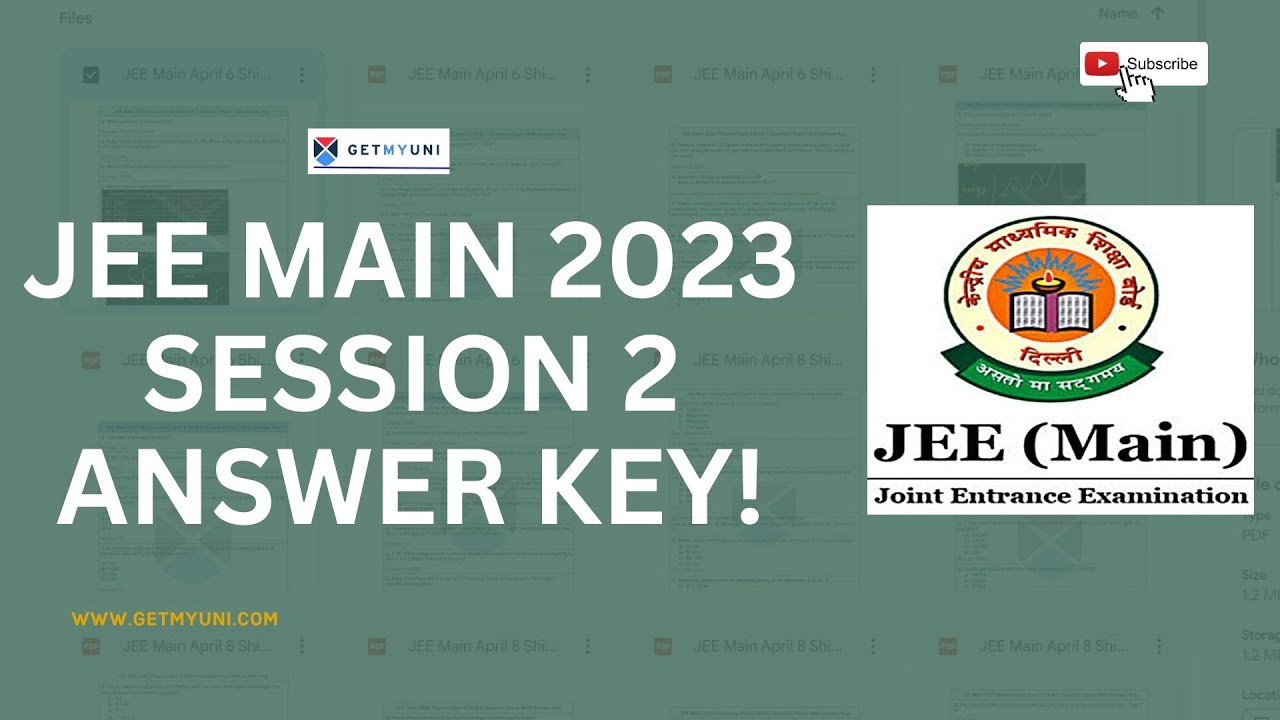 JEE MAIN 2023 Session 2 Answer Key Released! | How To Download JEE MAIN ...