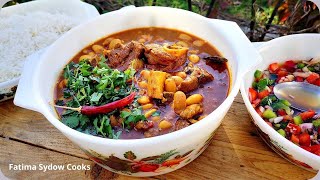 Beans Curry with Rice and slaai