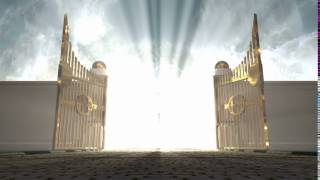 heavens golden gates opening to an ethereal light on a cloudy background EkMlbl0eg