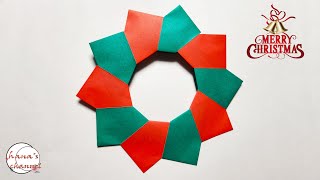 【折り紙】実に簡単なクリスマスリース✨How to make paper wreath#花輪#wreath#венок#花環#화환#Christmas#折り方#おりがみ#origami#摺紙#종이접기