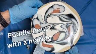 Mesmerizing Puddle Pour with a Marble – Acrylic Paint Pouring Technique